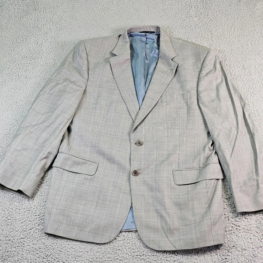 Jos. A. Bank Suit Mens 43R 40x29 Gray Plaid Wool Signature Gold 2 Piece